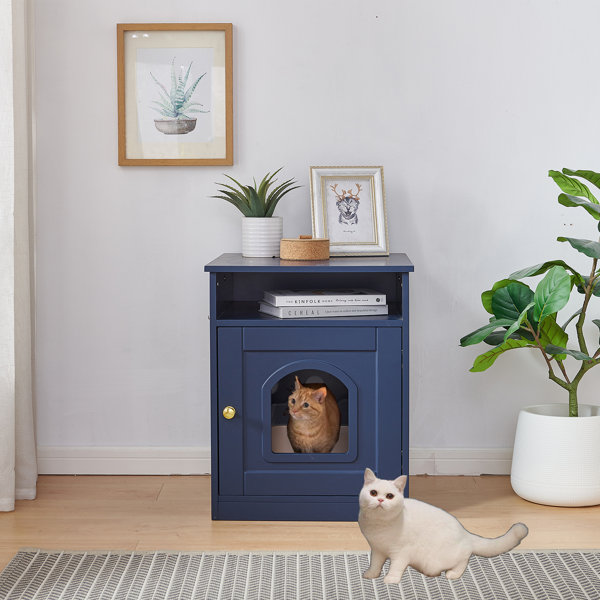 Tucker Murphy Pet™ 18" Blue Modern Cat Litter Box Enclosure End Table